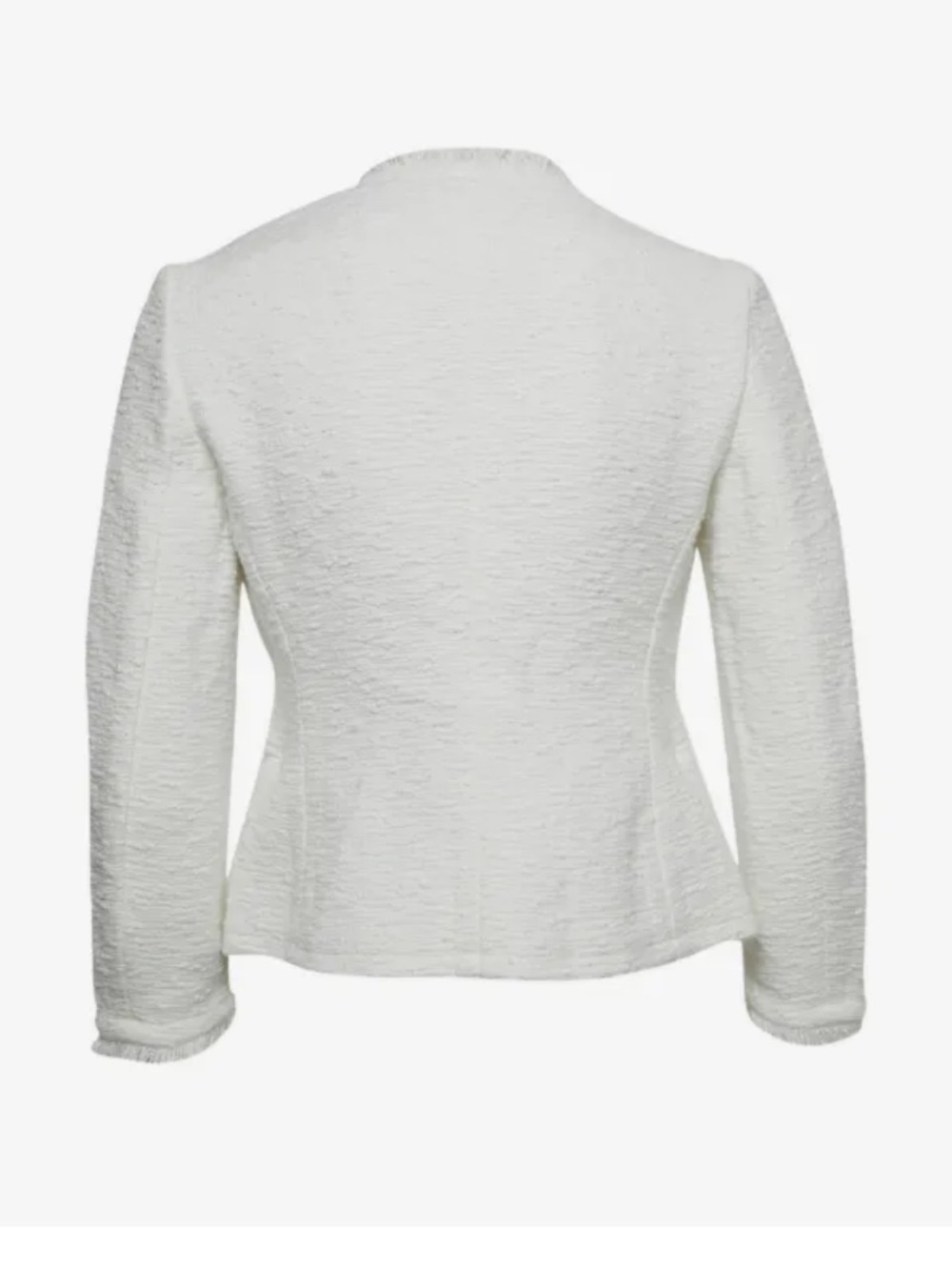 Theory "Lindrayia R" White Spring Tweed Fringe Blazer 6 - Picture 2 of 8